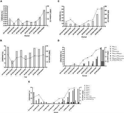 A Longitudinal Nine-Year Study of the Molecular Epidemiology of Carbapenemase-Producing Enterobacterales Isolated From a Regional Hospital in Taiwan: Predominance of Carbapenemase KPC-2 and OXA-48